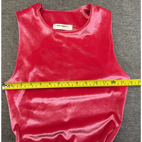 With Harper Lu Ruched Velvet Maxi Dress Pink  Fuchsia Size S - Picture 4 of 11